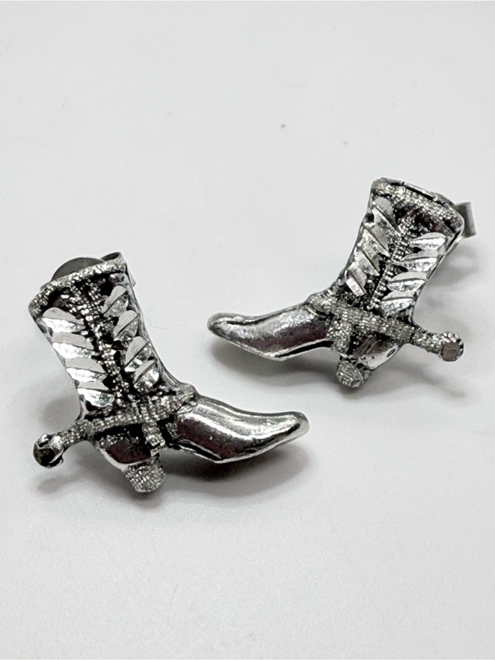 Stylish!!!! Sterling Silver Cowboy Boot Stud Earrings!